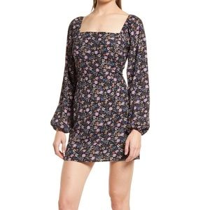 All in Favor Floral Back Cutout Long Sleeve Minidress Medium NWT
